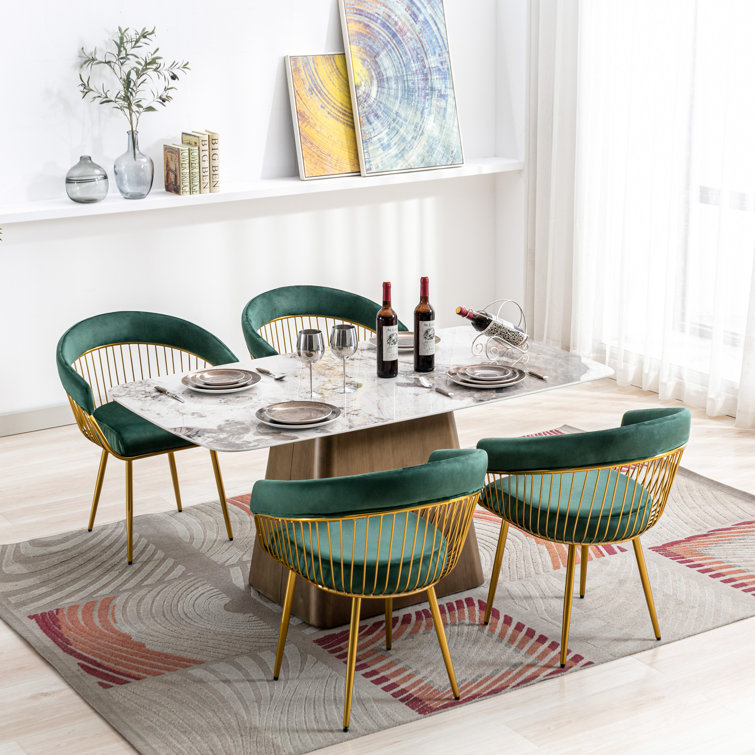 Velvet green discount dining room chairs